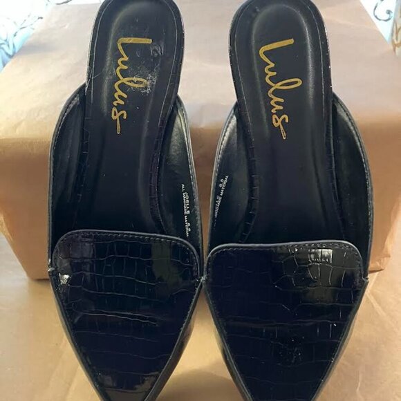 Lulus Joelle Croc Black Loafer Slides Size 8.5 NWOT - Picture 2 of 10